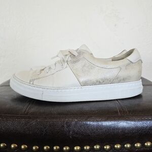 Paul Green Leather White Cream Metallic Smart Casual Sneakers Sz 3.5 US 5.5-6